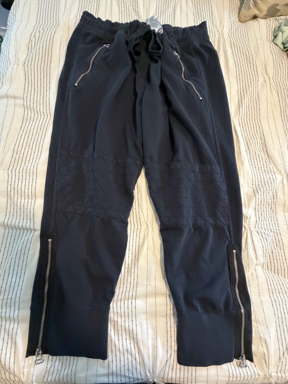 GAP Navy Women's Drawstring Moto Jogger Sweats with Zip Pockets